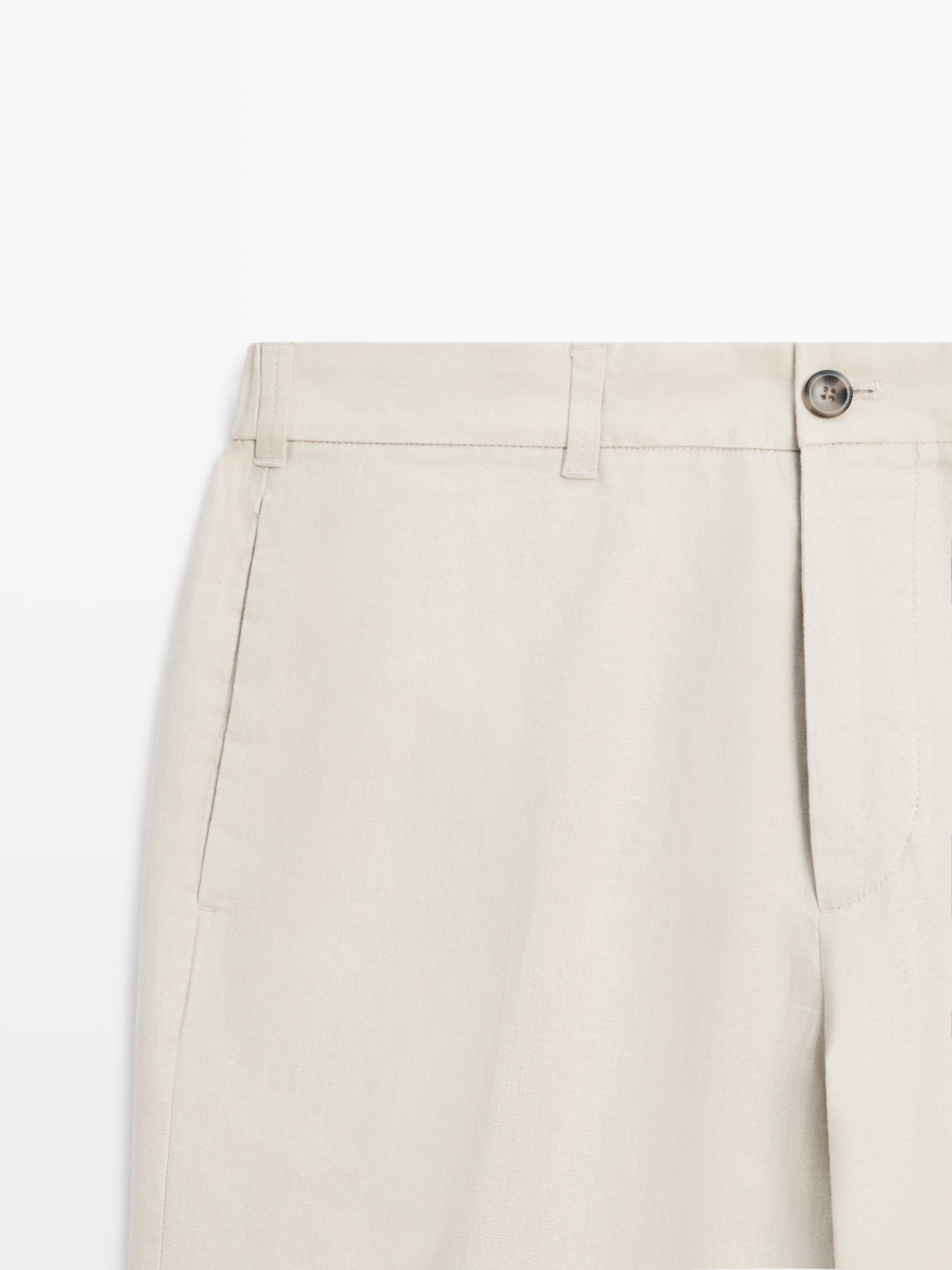 Tapered fit linen trousers